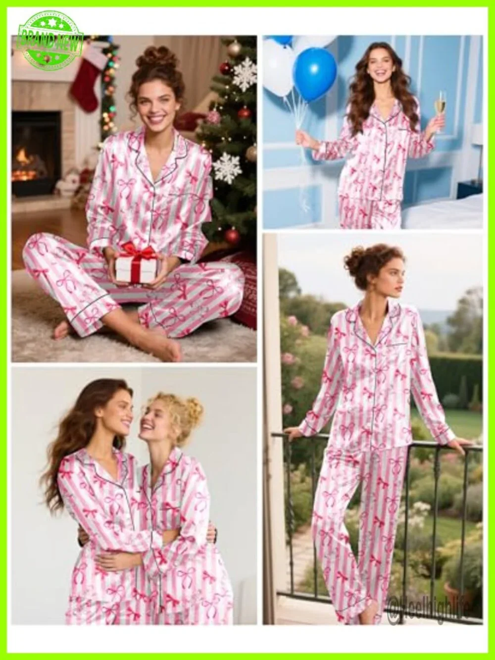 Silky Satin Pajama Set 2 Piece Long Sleeve Button Up Ladies Sleepwear Lounge